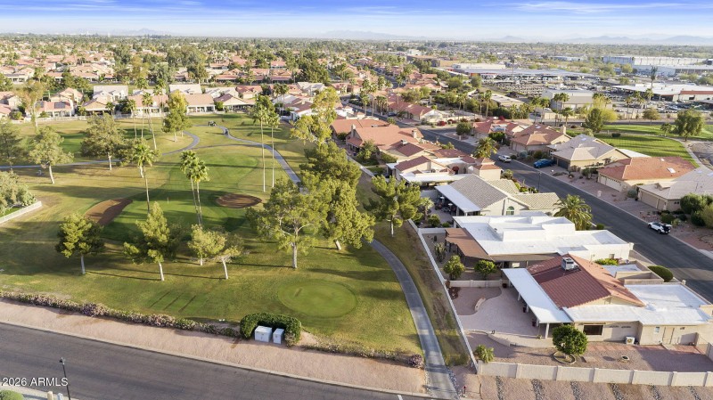 Aerial view - home on golf course