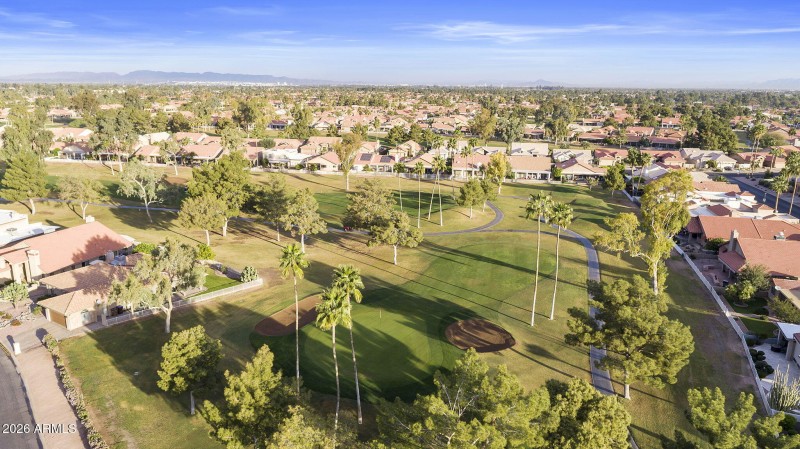 Aerial golf course view