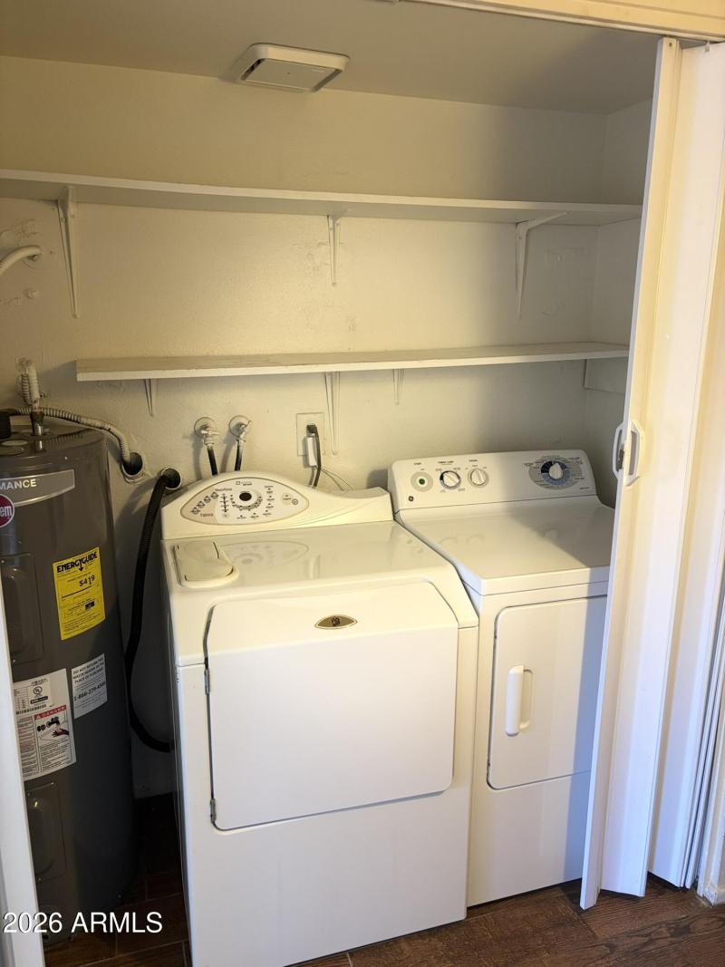 Laudry with storage shelves