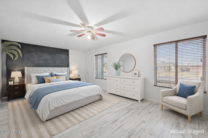 Coastal serenity in a staged bedroom