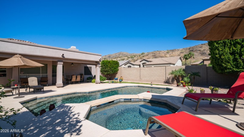 Backyard mountain pool views