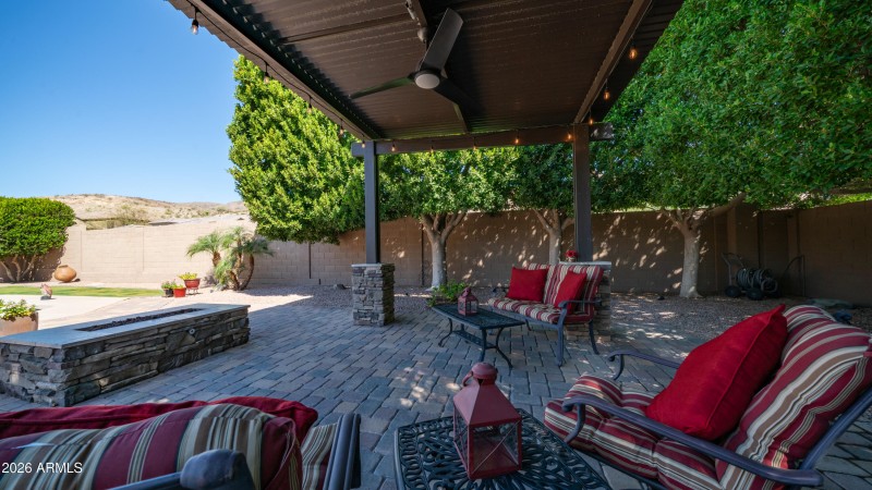 Pergola with built in fire pit