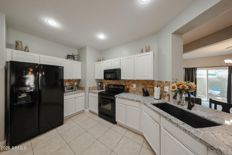 Granite counters and bar seating