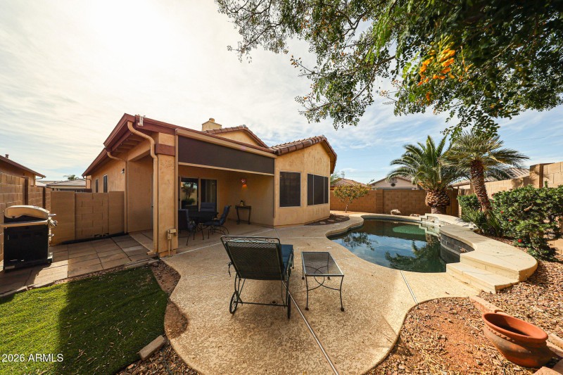 Private pool & backyard
