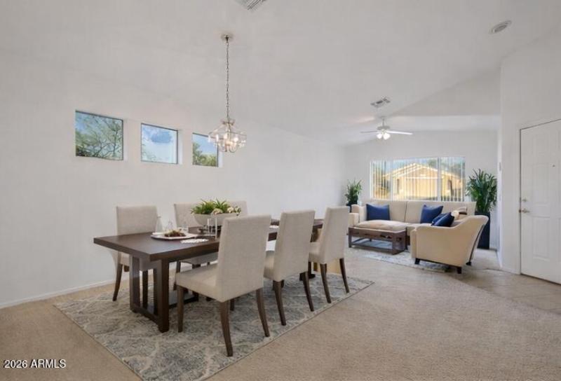 Virtually staged dining & living room