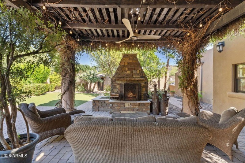 Cozy outdoor fireplace