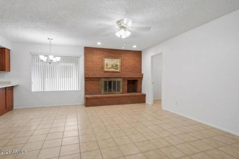 Family room with fireplace