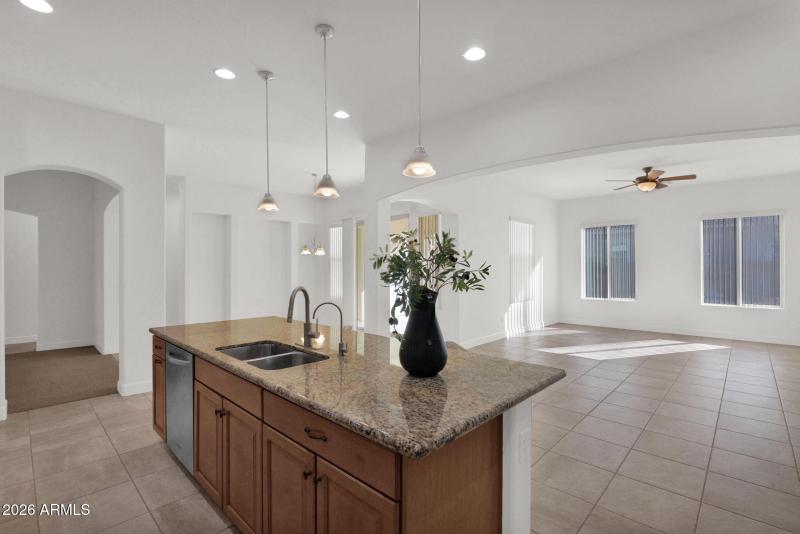 Kitchen Flows Into Family Room