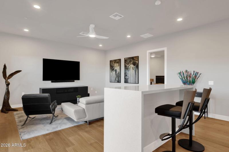 Family Room with Island/Bar Stools