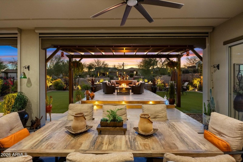 Outdoor dining under back patio