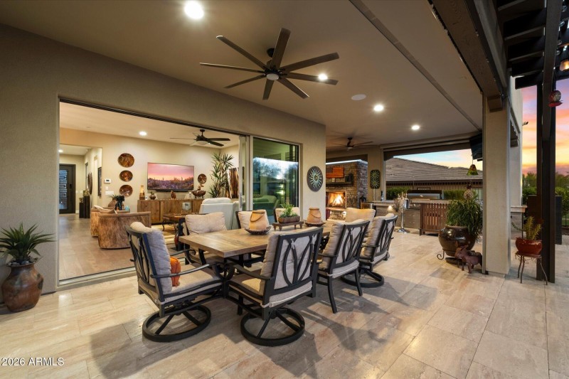 Outdoor dining under back patio