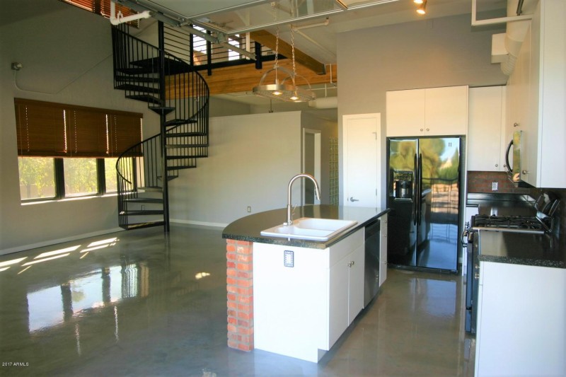 Kitchen towards the loft area
