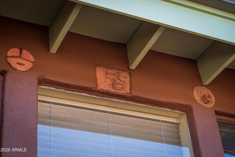 Original sculptures embedded in exterior