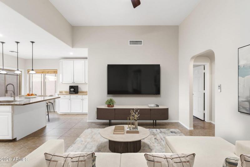 Kitchen Opens to Family Room