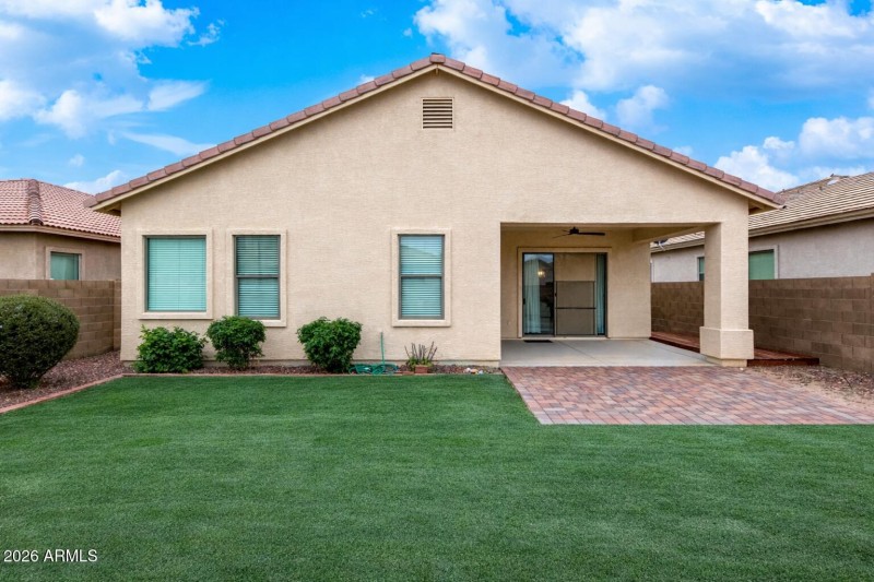Backyard patio on a sunny day