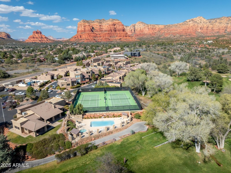 Aerial tennis courts/pool