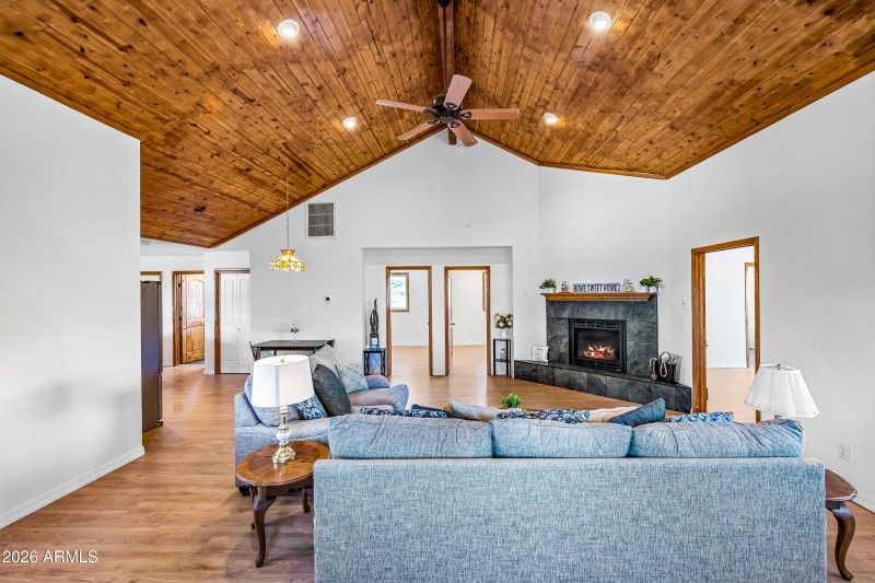Real wood vaulted ceiling
