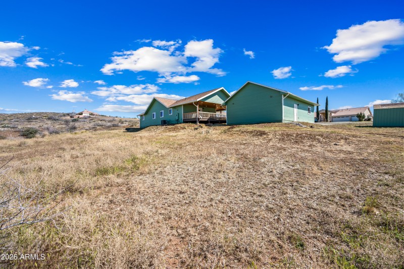 Back of the home and garage