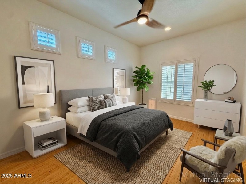 Virtually staged Primary Bedroom