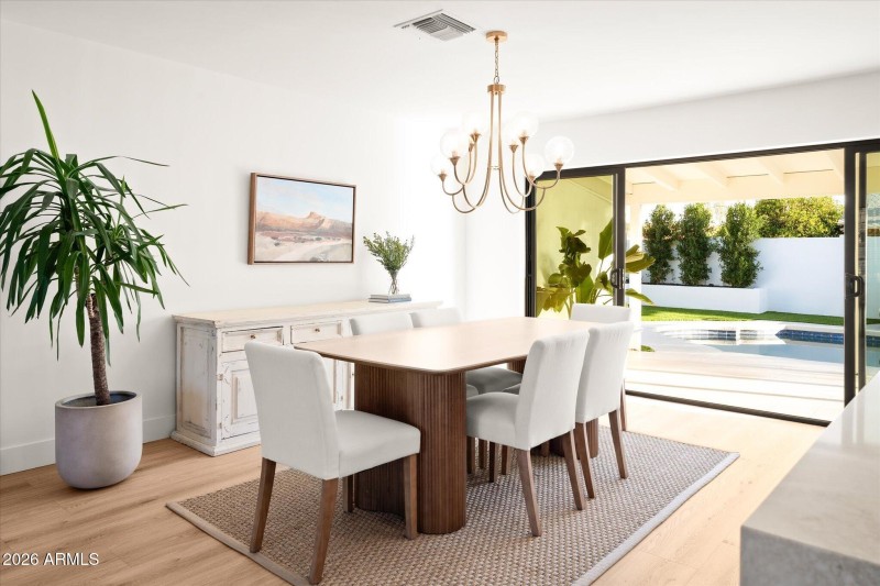 Dining Room with Double Sliders