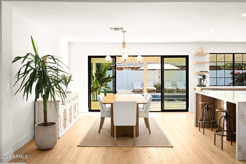 Dining Room with Double Sliders