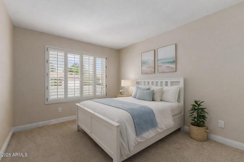 Serene guest bedroom with coastal touche