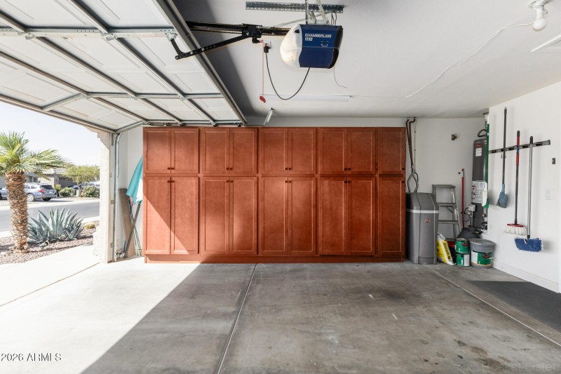 Garage with storage cabinets