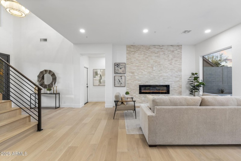 Wood Floors and Stone Wall