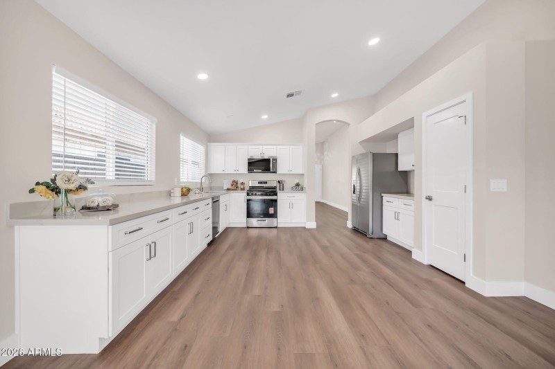 Large kitchen with pantry