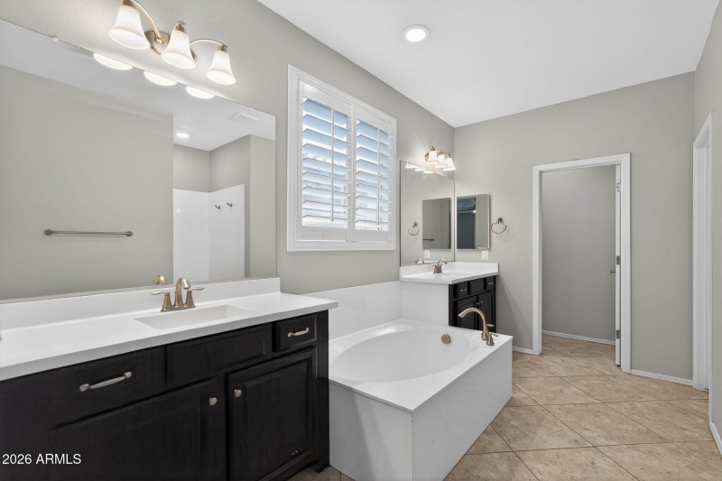 Primary bathroom with modern fixtures