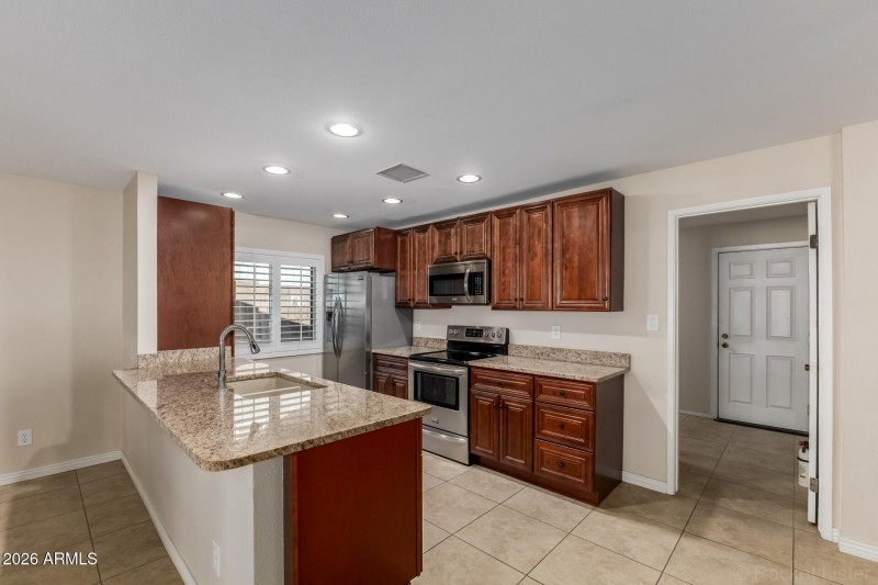 tasteful wood cabinets