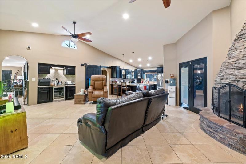 Wood-Burning Fireplace & Wet Bar