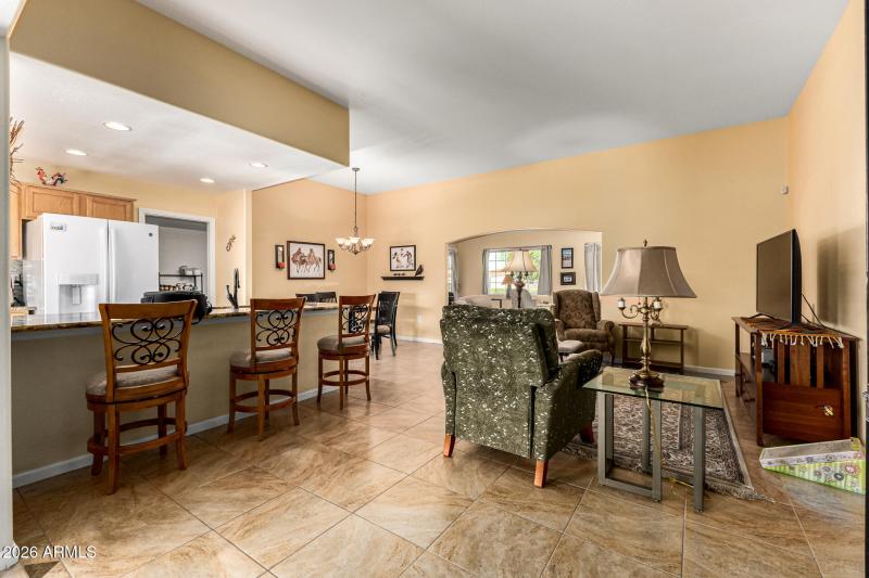 High Ceilings & tile living room