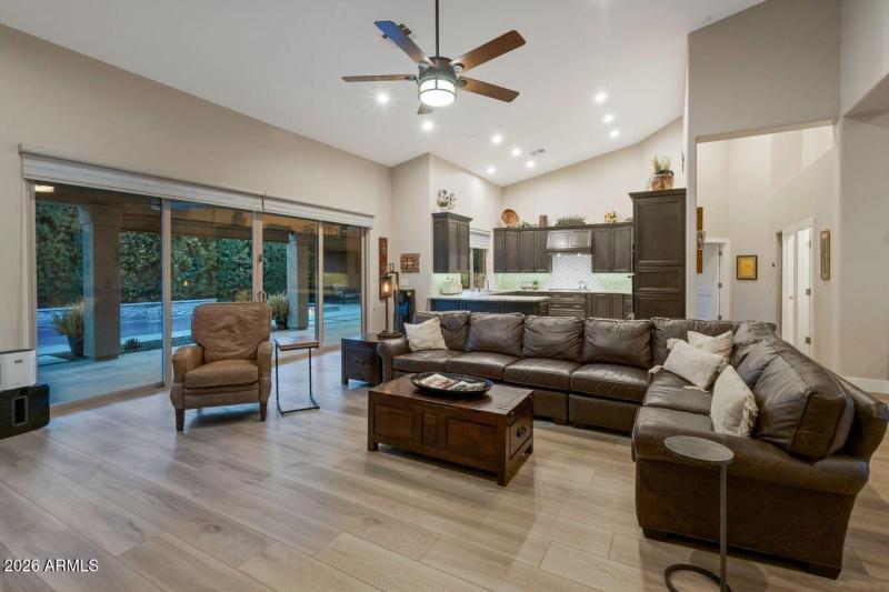 Open kitchen/greatroom/patio flow.