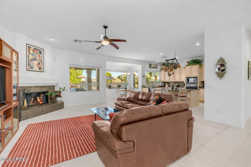 Family room with fireplace