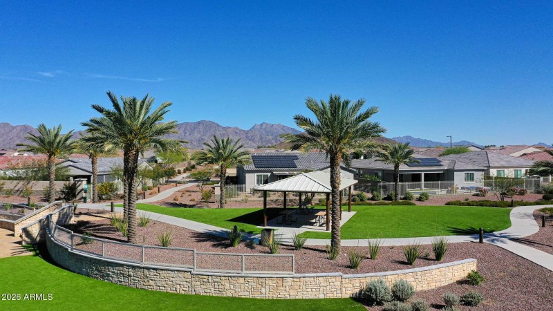 Drone from across the putting green