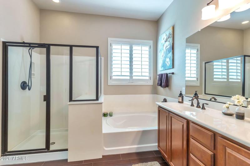 Primary bathroom with shower and tub