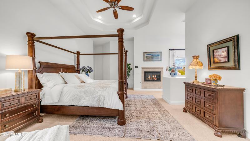 Master suite with fireplace