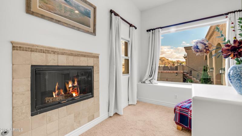 Fireplace and sitting area