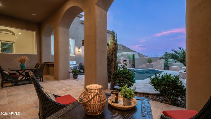 Large covered patio and outdoor kitchen
