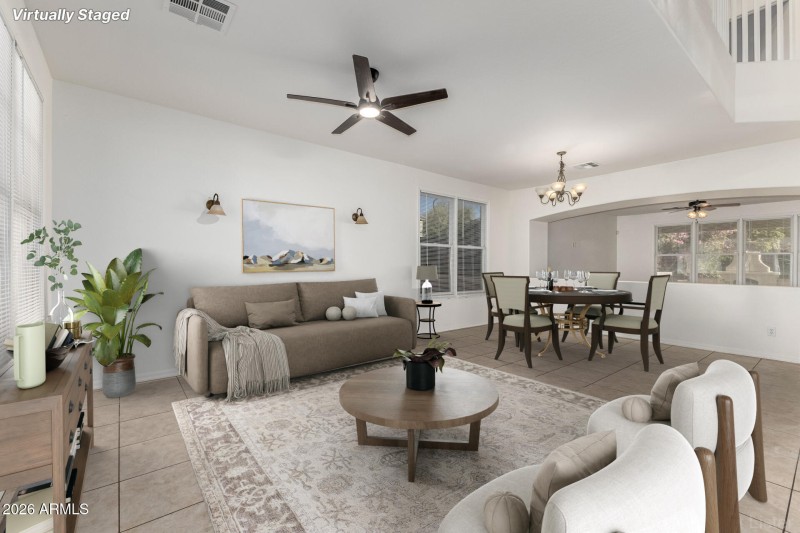 Virtually Staged Formal Living Room and