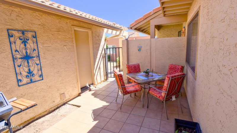 Playing cards at the patio courtyard