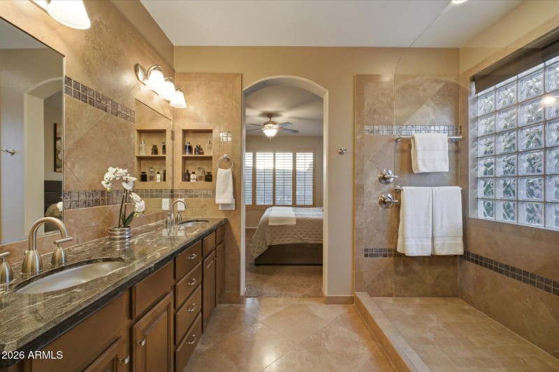 Primary bathroom extended shower