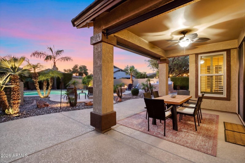 Covered patio outdoor dining