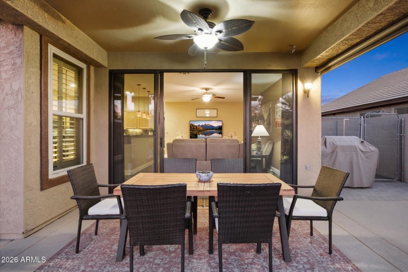 Covered patio dining area