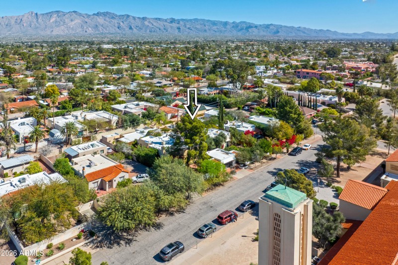 Drone Above Looking towards Mtns