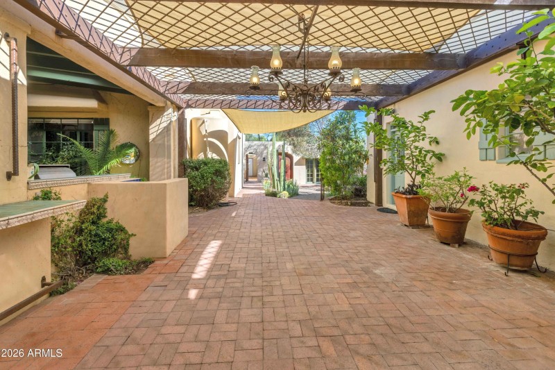 Outdoor Dining Room with Elegant Chandel