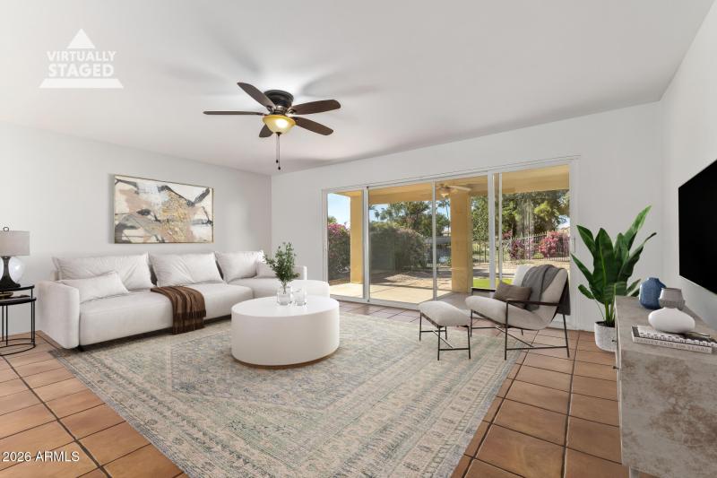 Family room virtually staged