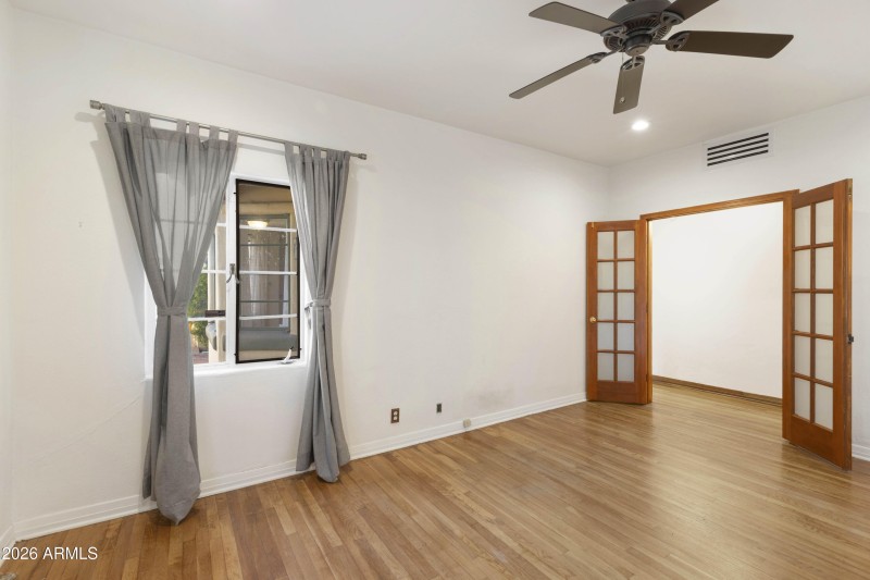2nd Bedroom Looking Towards French Doors