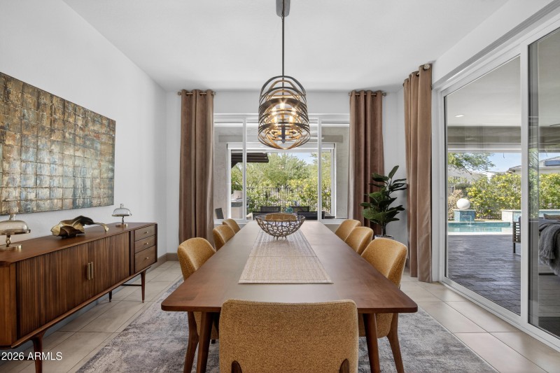 Dining room with sliding glass